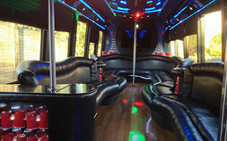 leather seats on a party bus